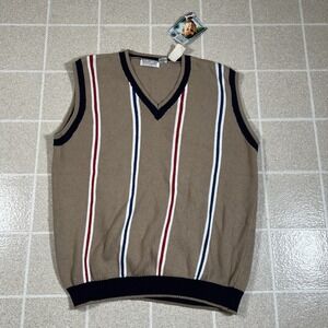 NWT Private Club Collection Blue Knit Sweater Vest – 100% Cotton, Size L Vintage